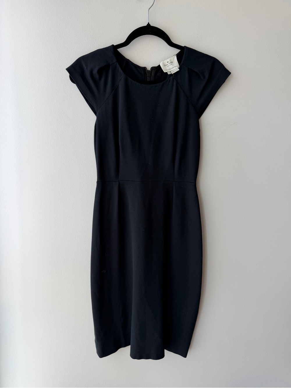 Kate Spade Black Ponte Cap Sleeve Sheath Dress